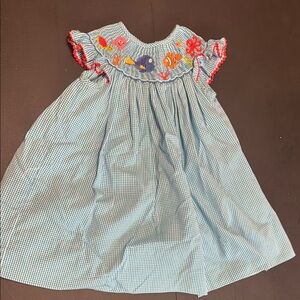 NEMO Disney Smocked Blue and Red Embroidered Toddler Dress